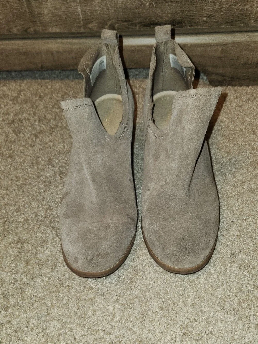 Women's TOMS Taupe Suede Wedge Ankle Boots